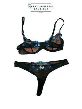 Midnight Azure Floral Lingerie